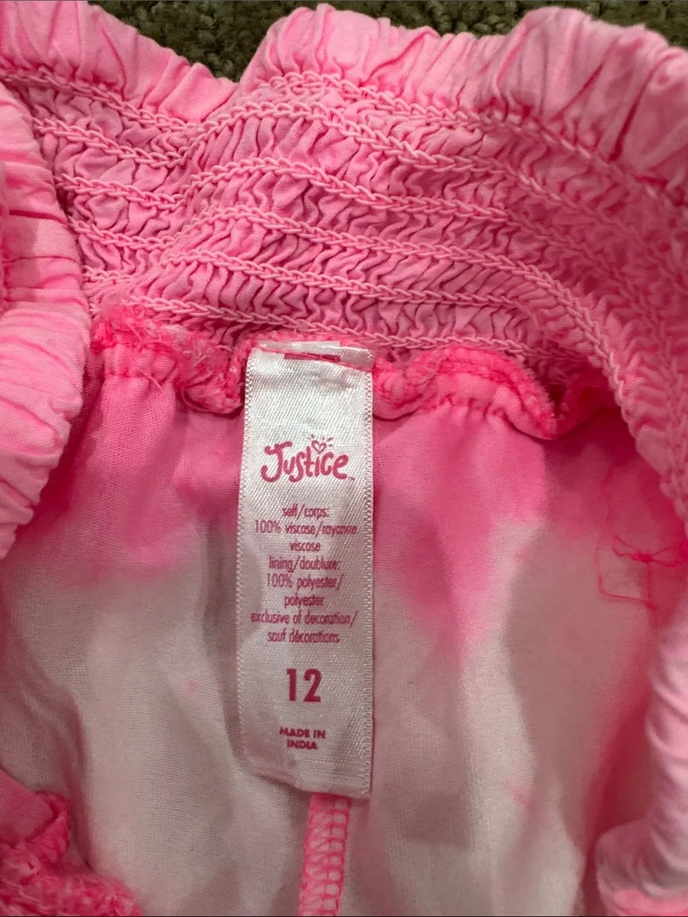 Justice Girls Pink and White Ruffled Skirt with built in shorts